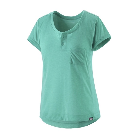 Patagonia Tops - Patagonia Green Fitted Polo T-Shirt with Cuffed Cap Sleeves